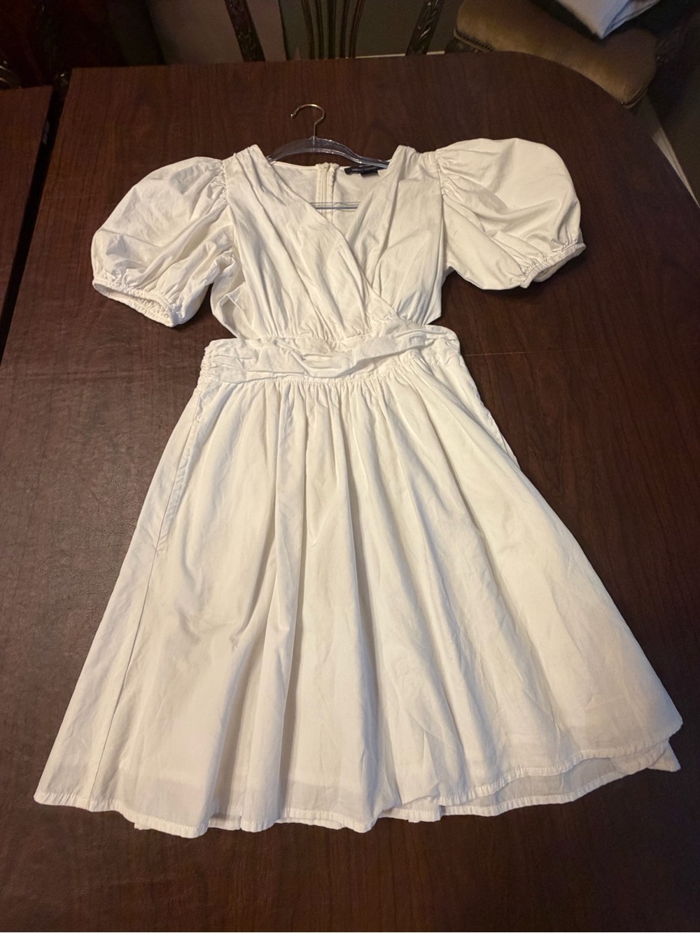 French Connection White Puff Sleeve Cotton Dress